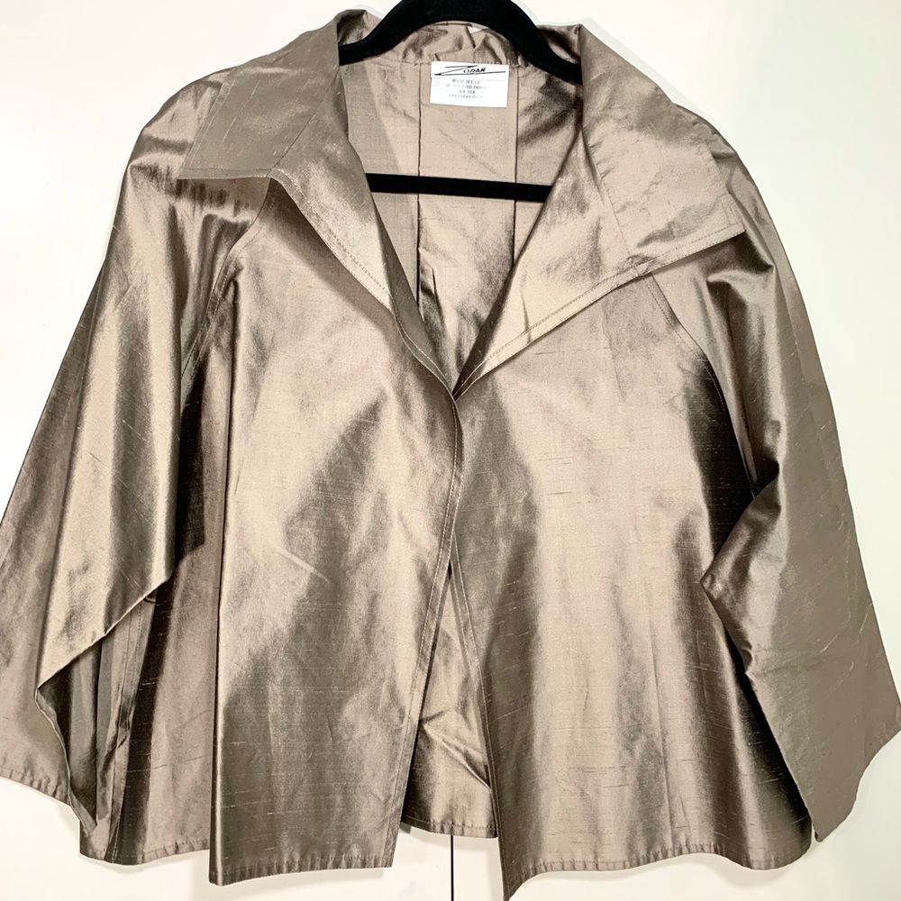 Zoran 100% silk swing jacket taupe